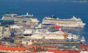 En abril de 2013 coincidieron cuatro grandes cruceros en Vigo. Todo un hito para la ciudad.